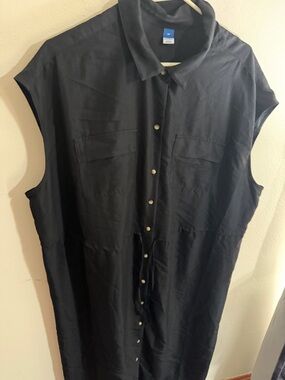 NWOT Old Navy Size 2x Classic Button-Front Shirt Dress in Dark Navy